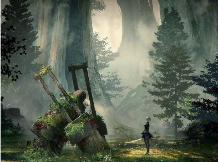 NieR Automata. Peli o Manta. Escenario