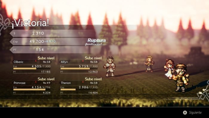 Peli o Manta. Progresión Octopath Traveler