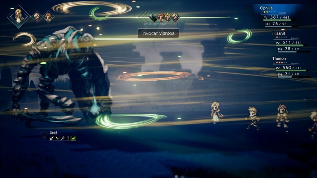 Peli o Manta. Combate Octopath Traveler