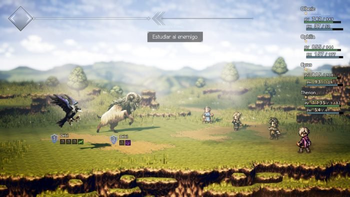 Peli o manta. Gráficos Octopath Traveler