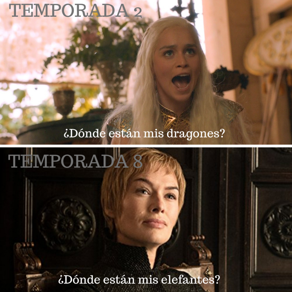 Memes Juego de Tronos 8x01. Peli o Manta. Quiero elefantes