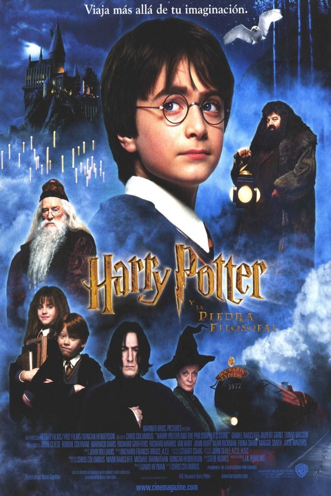 Puede verse el cartel de la película Harry Potter y la piedra filosofal, una de las películas de esta recopilación de películas navideñas. 