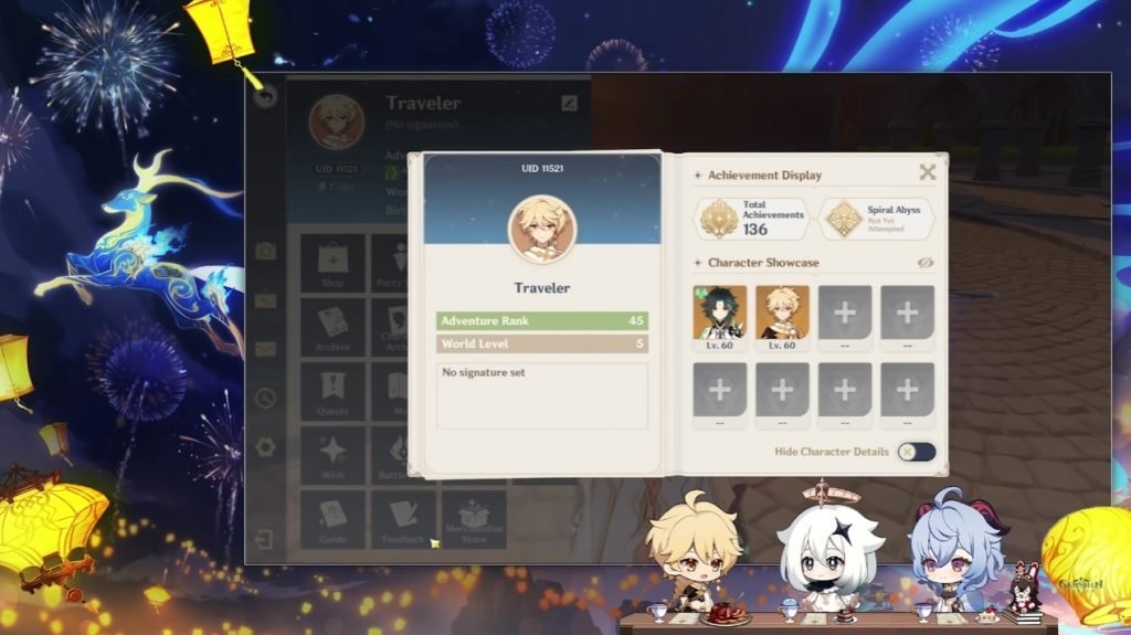 Genshin Impact se actualiza con un nuevo sistema de perfil ampliado