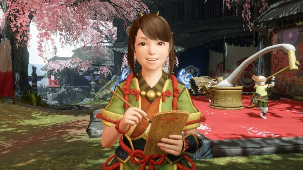 Yomogi nos dará fuerzas con sus nutritivos dangos para completar las cazas de nuestra Review de Monster Hunter Rise