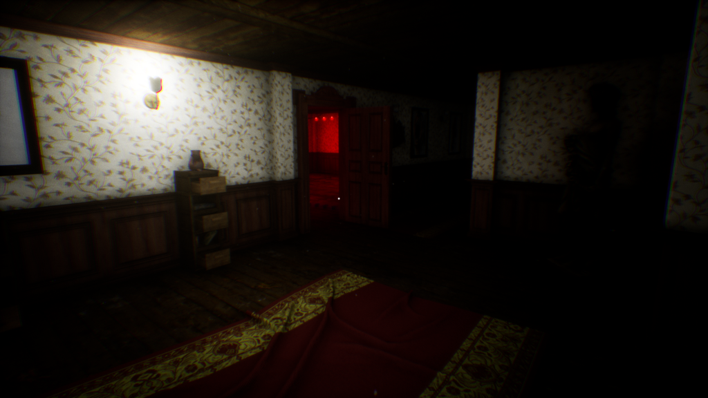 Una misteriosa habitación iluminada en rojo se abre tras completar uno de los puzles en Insomnis