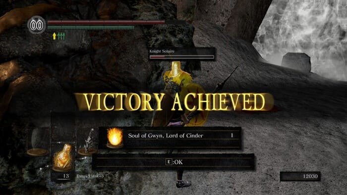 Mensaje de victoria conseguida en dark souls 1