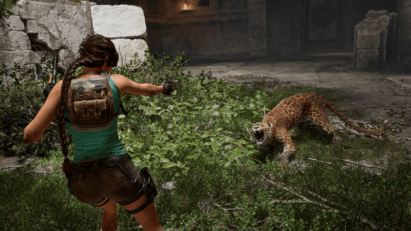 Gameplay de Tomb Raider Legacy of Atlantis Gamescom 2026. Peli o Manta. Lara luchando contra un jaguar